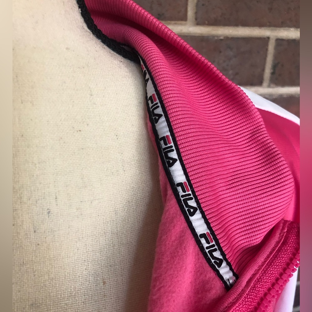 NWT FILA Track Jacket Pink w/White Side Arm Stripe Plus Size 1X Retro Streetware - Picture 5 of 9